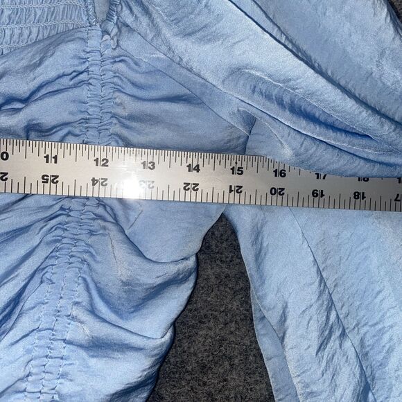Hyfve Blue Ruched Crop Top Puff Sleeves Size Large - Picture 6 of 9